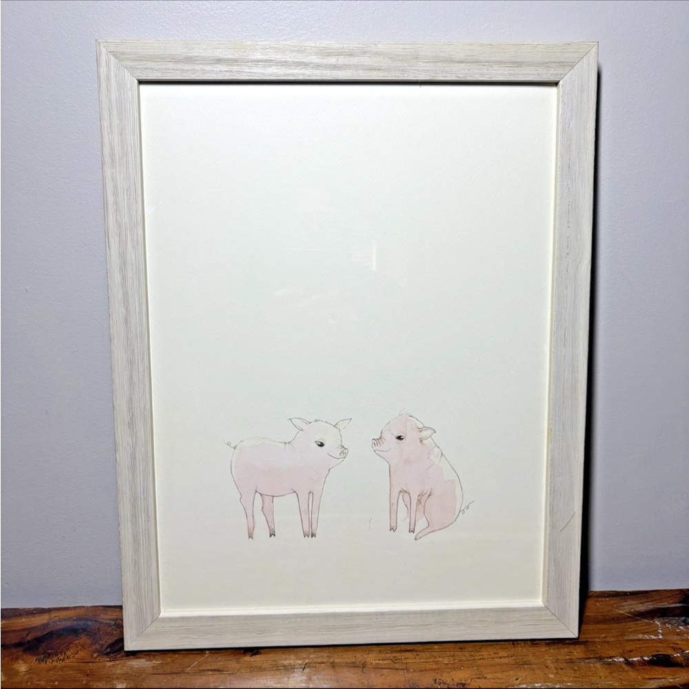 Restoration Hardware Baby Child Watercolor Animal print Pigs barnyard Nursery